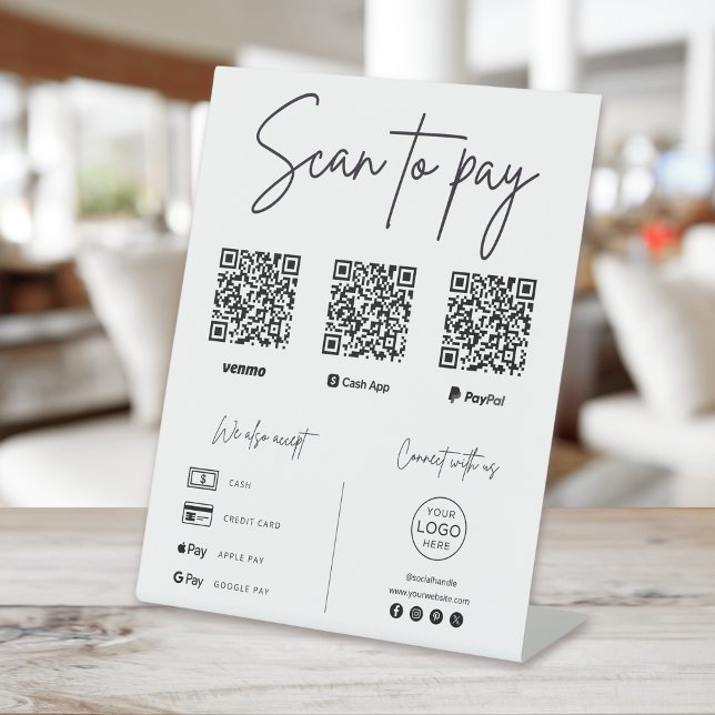 Signe De Table Entreprise de code QR de paiement par scanne (Créateur téléchargé)