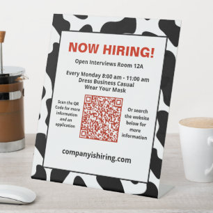 Signe De Table Entreprise Maintenant Embaucher QR Code Personnali