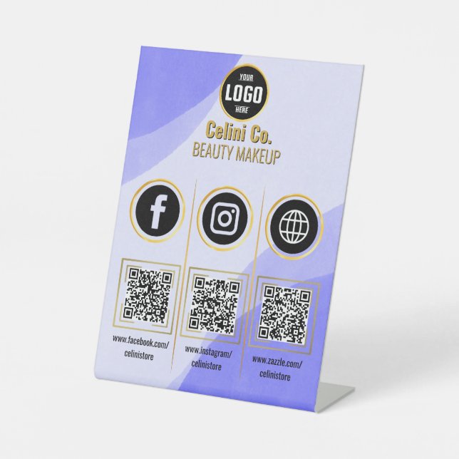 Signe De Table Entreprise Social Media QR Code Signal - Rouge (Recto)