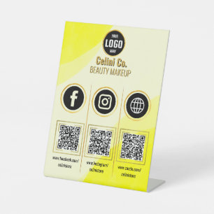 Signe De Table Entreprise Social Médias QR Code Signal - Jaune