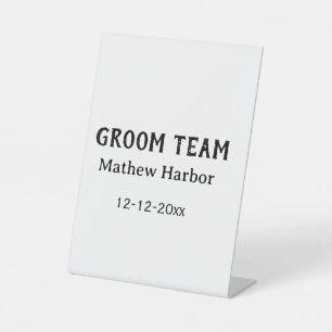Signe De Table Équipe du marié nom du garçon d'honneur date enter