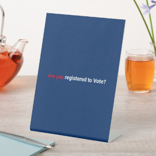 Signe De Table Es-tu inscrit pour voter ? rouge blanc & bleu mari