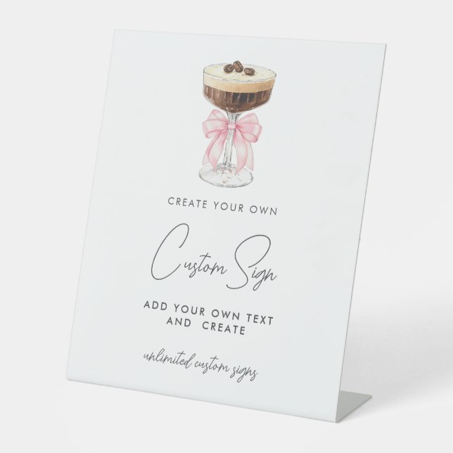 Signe De Table Espresso Bow Rose Martini Personnalisé (Recto)