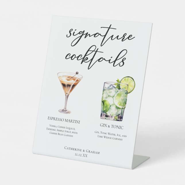 Signe De Table Espresso Martini Gin & Tonic Cocktail Mariage Menu (Recto)