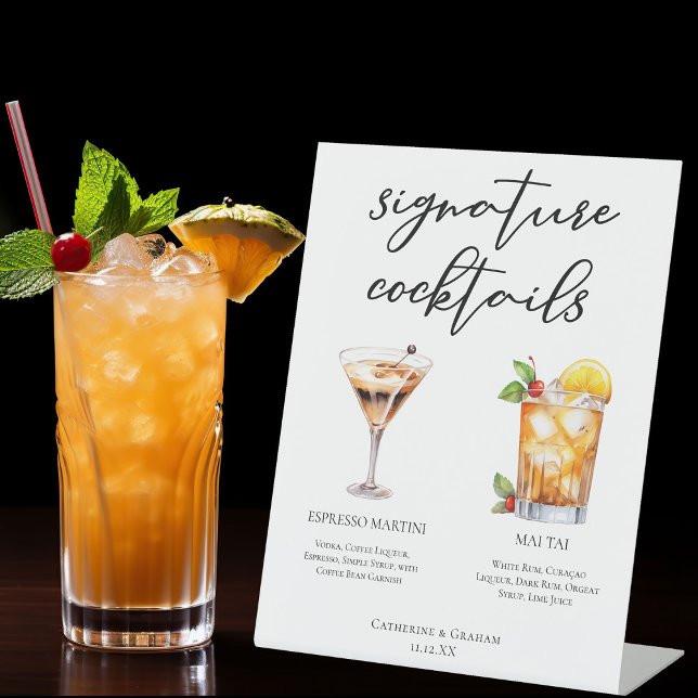Signe De Table Espresso Martini Mai Tai Cocktails Menu Mariage (Créateur téléchargé)