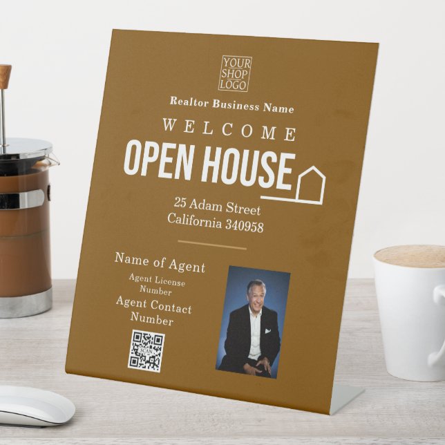 Signe De Table Estate Open House Logo Photo Brown (In SItu)