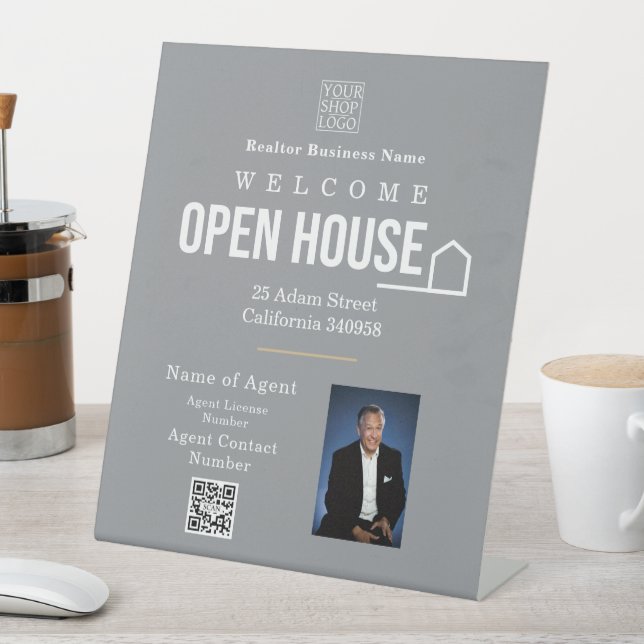 Signe De Table Estate Open House Logo Photo Grey (In SItu)