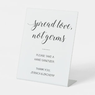 Signe De Table Étaler l'amour non Germes Mariage Sanitizer à la m