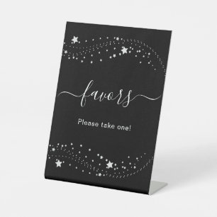 Signe De Table Étoiles argentées noires élégantes pour les cadeau