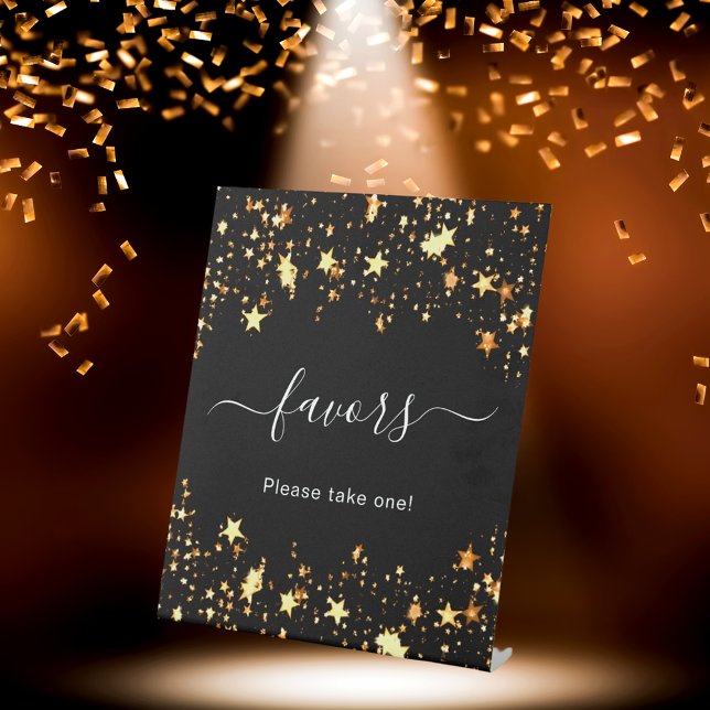 Signe De Table Étoiles d'or noir pour les cadeaux de fête (Créateur téléchargé)