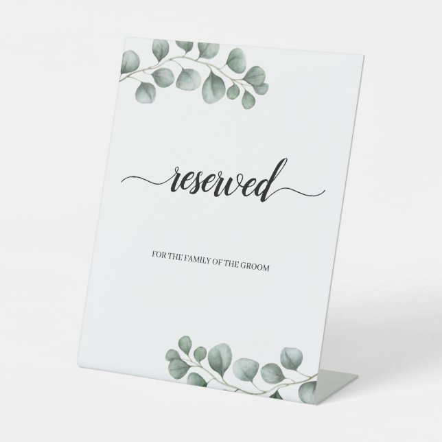 Signe De Table Eucalyptus Feuille calligraphie Réservé (Recto)