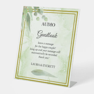 Signe De Table Eucalyptus Foliage Mariage Téléphone Livre d'or