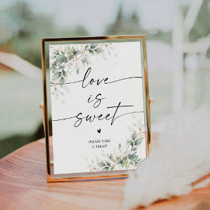 Signe De Table Éucalyptus Gold Fête des mariées Love Is Sweet Sig