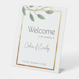 Signe De Table Eucalyptus & Gold Modern Elegance Mariage de bienv
