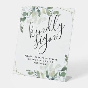 Signe De Table Eucalyptus Kindly Signer Mariage livre d'hôtes
