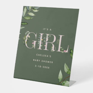 Signe De Table Eucalyptus Lettering Rose Girl Baby shower Bienven