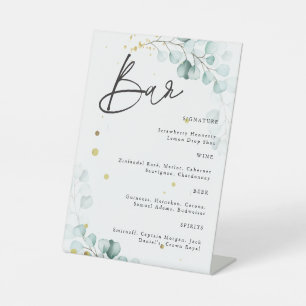 Signe De Table Eucalyptus Moderne Mariage Bar à cocktails Signal