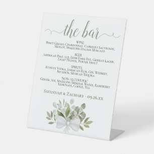 Signe De Table Eucalyptus Rustique Le Bar Boissons Menu Mariage