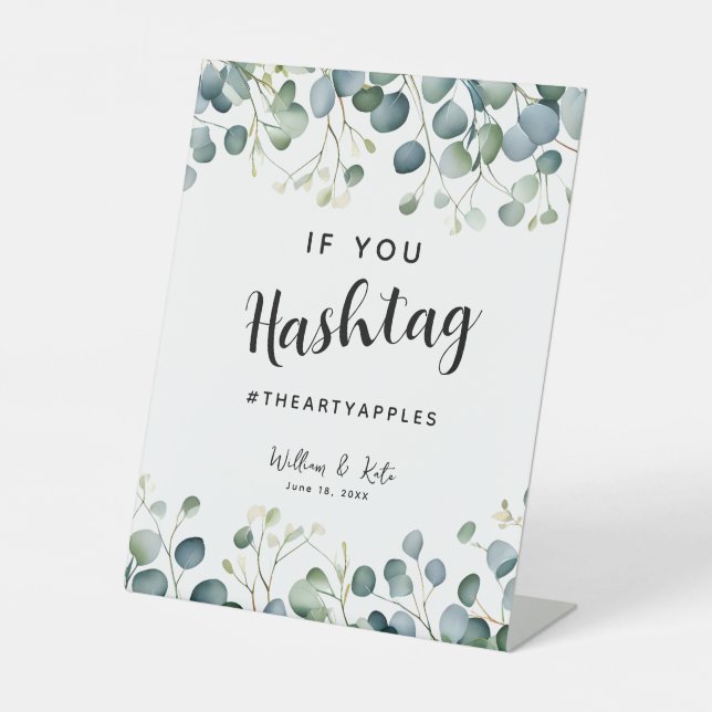 Signe De Table Eucalyptus sur les médias sociaux, mariage avec un (Recto)