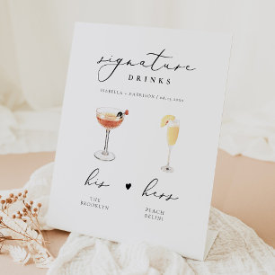 Signe De Table EVELYN Calligraphie Signature Boire Bar Mariage
