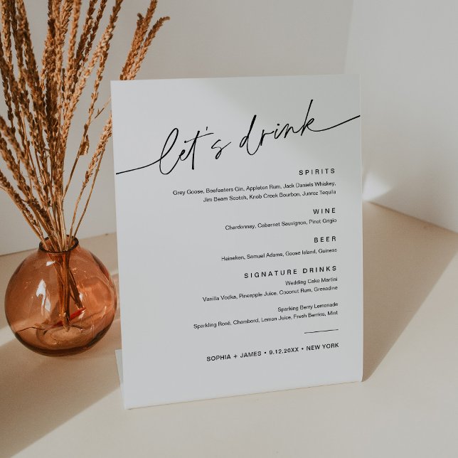 Signe De Table EVERLEIGH Mariage Boire Cocktail Menu 8x10 (Créateur téléchargé)