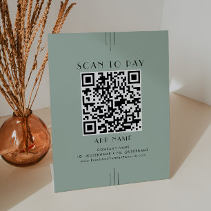 Signe De Table EVERLY Art Déco Vert Sauge Affaires Scanner Pour P