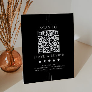 Signe De Table EVERLY Noir Foncé Affaires Code QR Laissez un avis