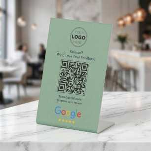 Signe De Table Examen du code QR minimaliste vert sauge moderne