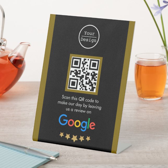 Signe De Table Examen Google du code QR d'entreprise personnalisé (In SItu)