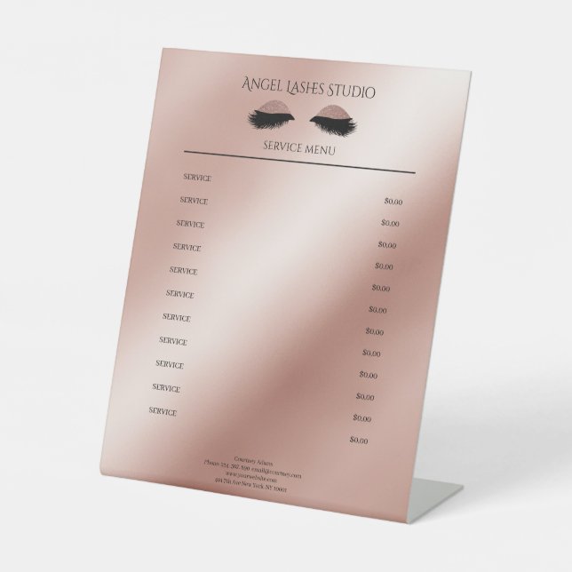 Signe De Table Extension des cils de Salon Rosegold (Recto)