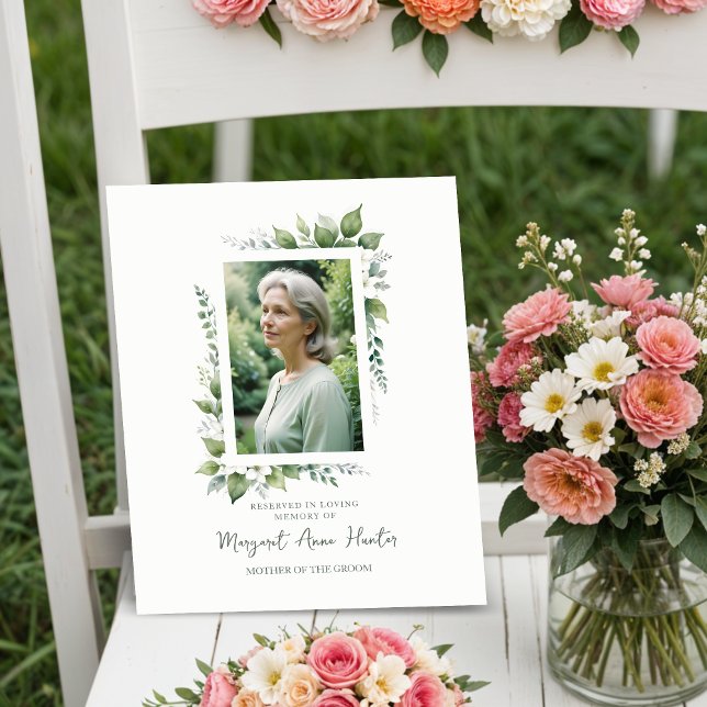 Signe De Table Exuberant Flower & Foliage Frame Wedding Memorial  (Exuberant Flower & Foliage Frame Wedding Memorial Table Photo Pedestal Sign.)