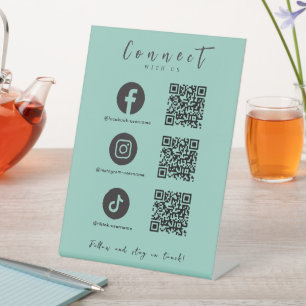 Signe De Table Facebook Instagram Tiktok QR Code Seafoam