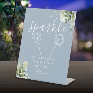Signe De Table Fais briller l'amour Fleurs Bleu Poussiéreux Maria
