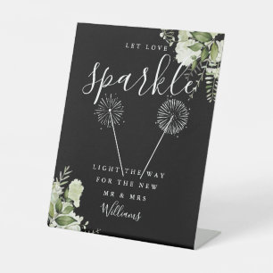 Signe De Table Fais briller l'amour Fleurs de mariage noir et bla