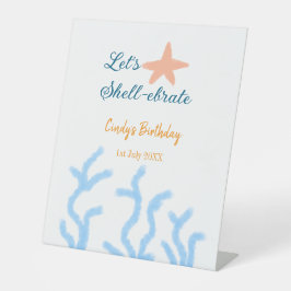 Signe De Table Faisons la fête sous l'anniversaire bleu marine