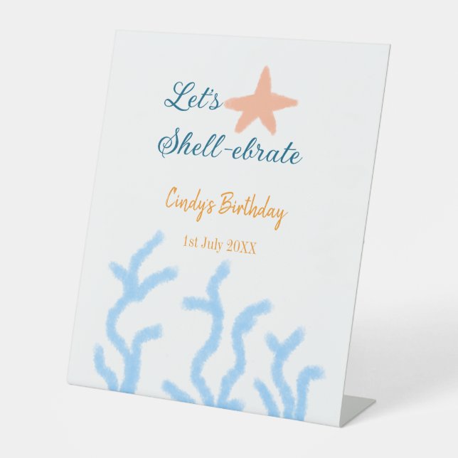 Signe De Table Faisons la fête sous l'anniversaire bleu marine (Recto)