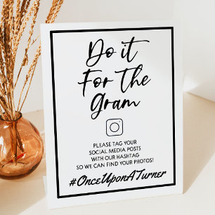 Signe De Table Faites-le pour le Mariage Gram Hashtag Sign