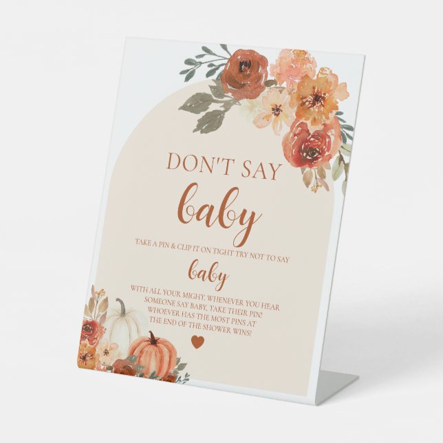 Signe De Table Fall Little Citrouille Ne pas dire Baby shower béb (Recto)