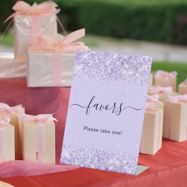 Signe De Table Faveur de fête en paillettes de lavande violette (Créateur téléchargé)