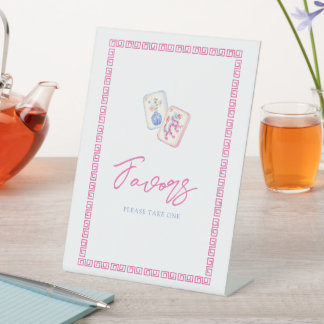 Signe De Table Faveur de fête Mahjong aquarelle pastel