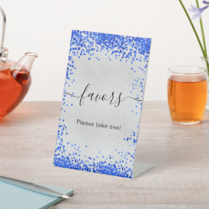Signe De Table Faveurs de fête bleu royal argenté