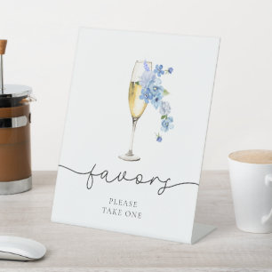 Signe De Table Faveurs de salle pour la mariée Dusty Blue Petals
