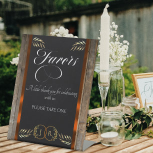 Signe De Table Faveurs Monogramme & Ruban - Cuivre