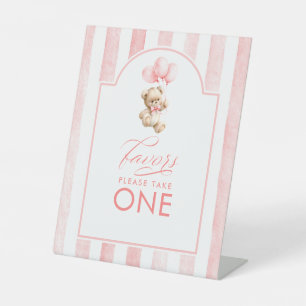Signe De Table Favorise Ourson Rose rayures Baby Shower