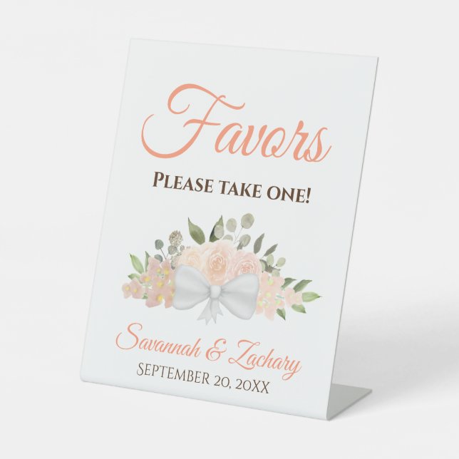 Signe De Table Favoriser Prendre un Coral Pêcher Rose Mariage (Recto)