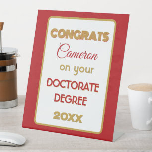 Signe De Table Félicitations au Doctorat ! Personnalisé