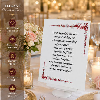 Signe De Table Félicitations de mariage floral Bourgogne |