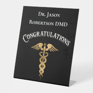 Signe De Table Félicitations Gold Caduceus Dentist Dental Dental