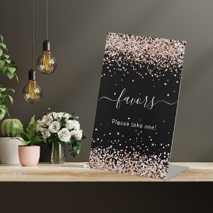 Signe De Table fête d'anniversaire noir rose or parties scintilla