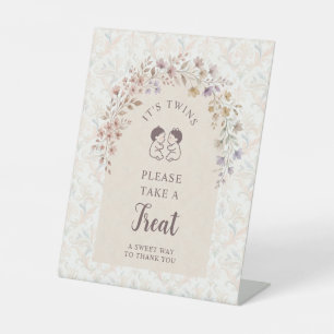 Signe De Table Fête de naissance de jumeaux chic florale fantaisi